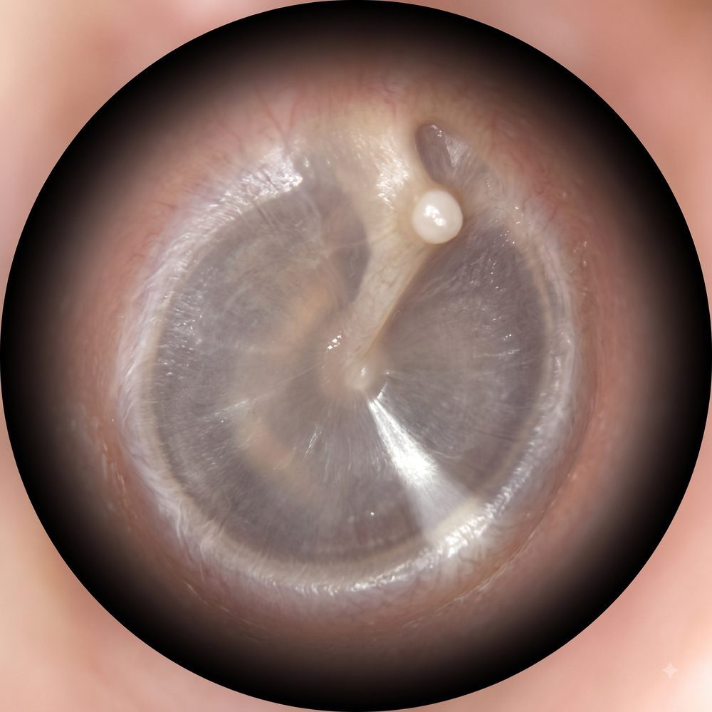 Otoscopia mostrando um tímpano normal